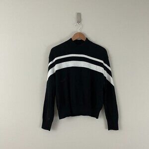 ATM Anthony Thomas Melillo Black Striped Mock Neck Sweater Size Medium